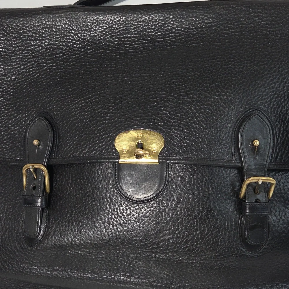 Vintage Chesneau Black Top Grain Leather Men's Briefcase